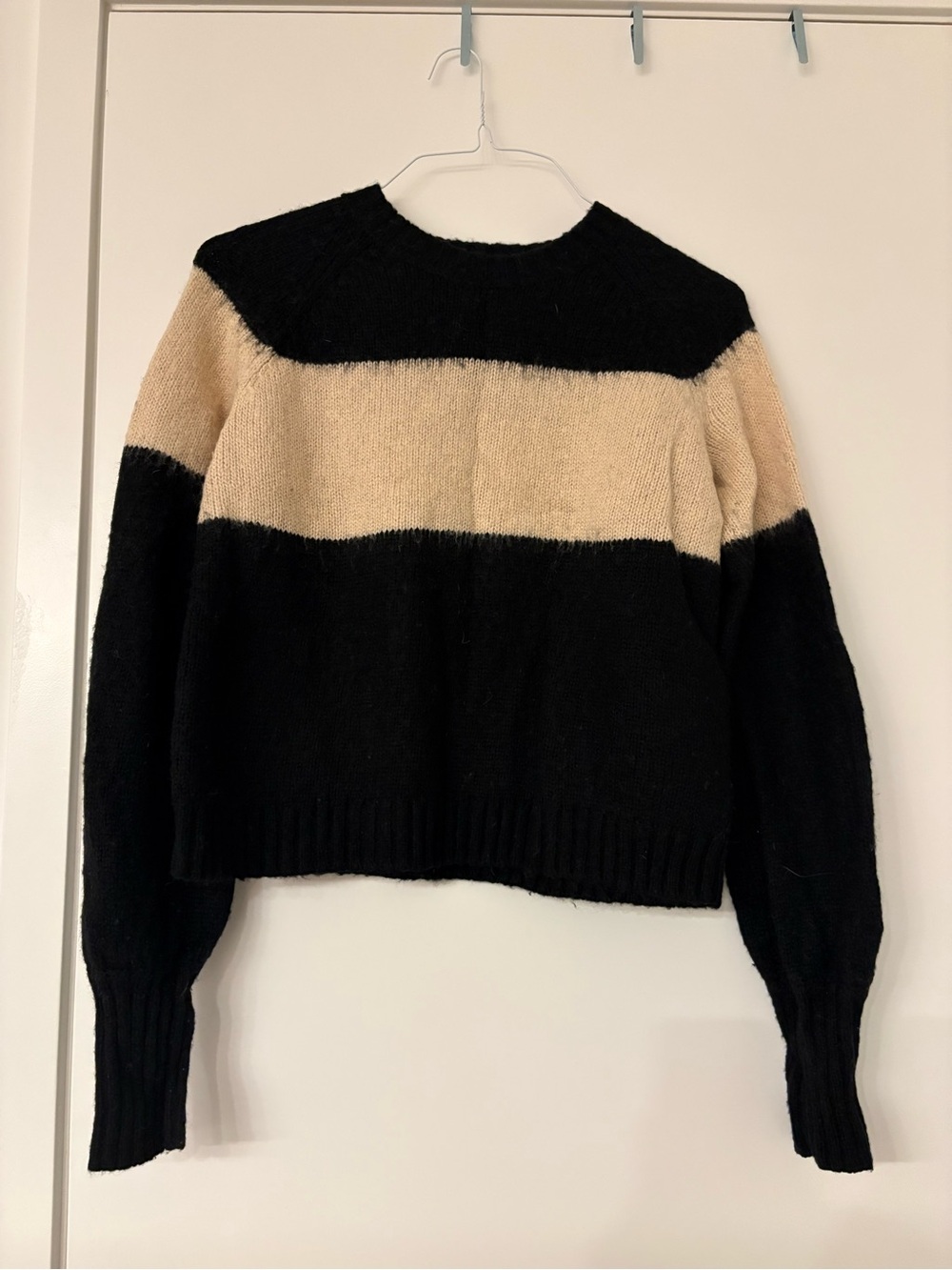 Black and Blush Pink Striped Sweater
